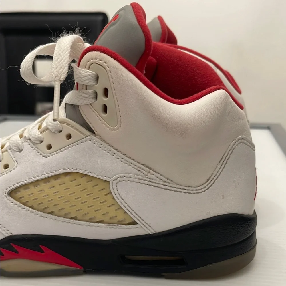 White and Red High-Top Sneakers